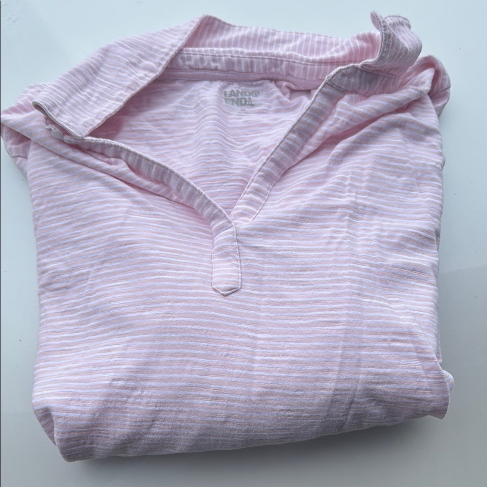 Pink Striped Lands' End Shirt